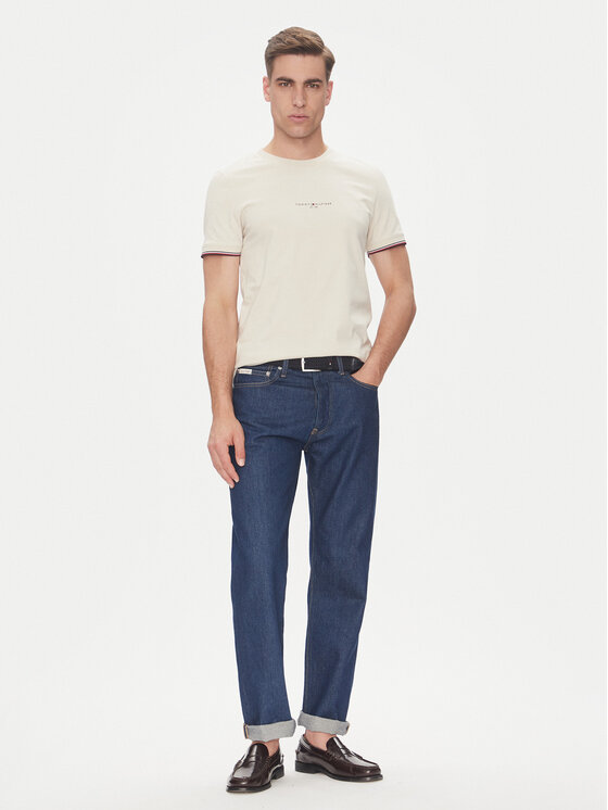 Футболка обычного кроя Logo MW0MW32584 Tommy Hilfiger, бежевый — фото 2