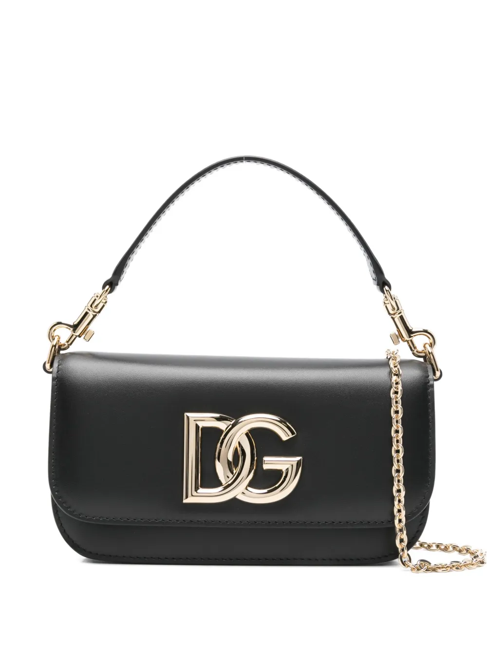 

Мини-сумка через плечо из кожи с логотипом DOLCE & GABBANA, черный