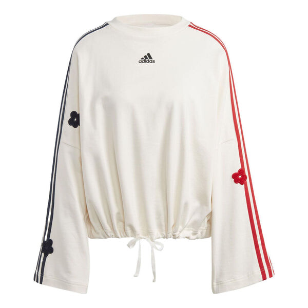 

Толстовка (WMNS) adidas 3-stripes Sweatshirt With Chenille Flower Patches 'Chalk White', белый