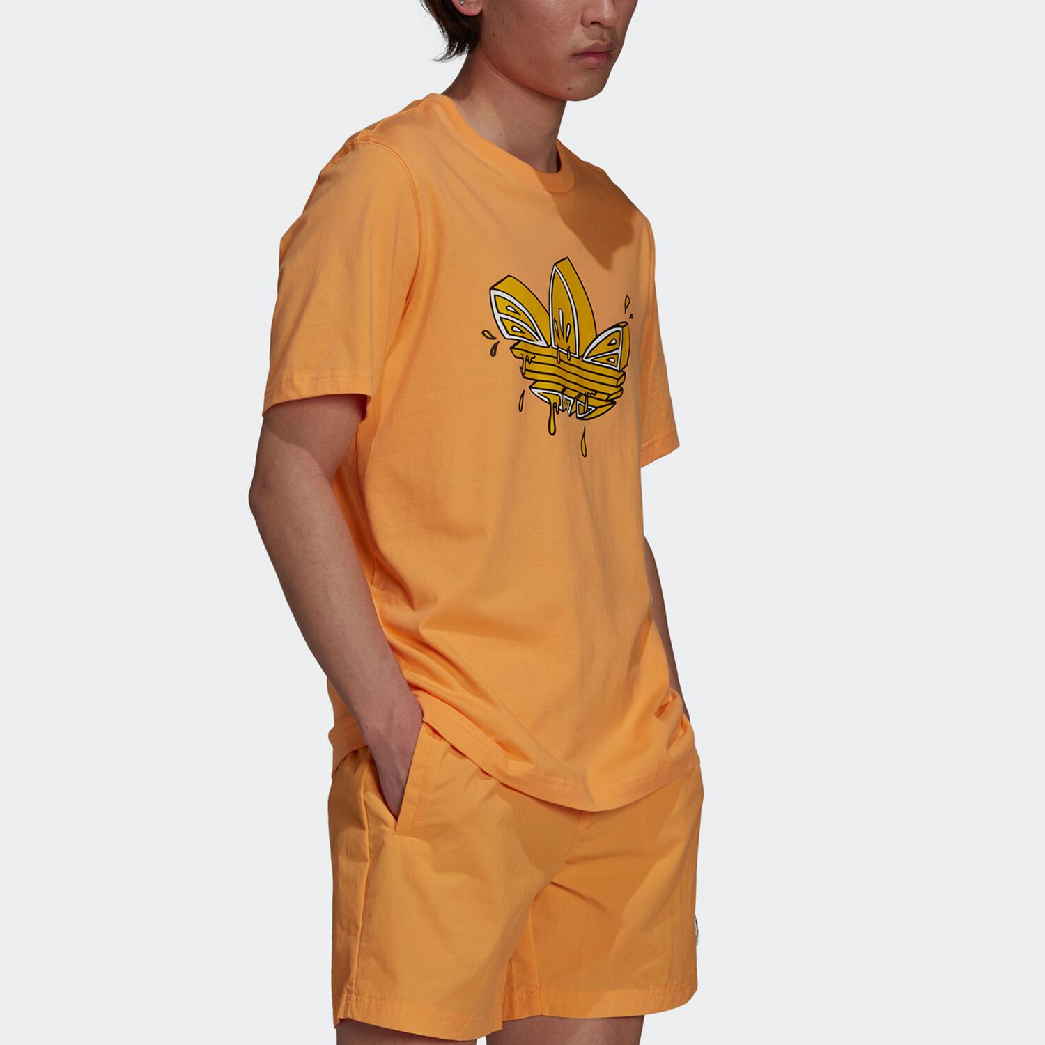 Футболка с изображением лимонного трилистника, мужская, оранжевая Adidas Originals, оранжевый — фото 4