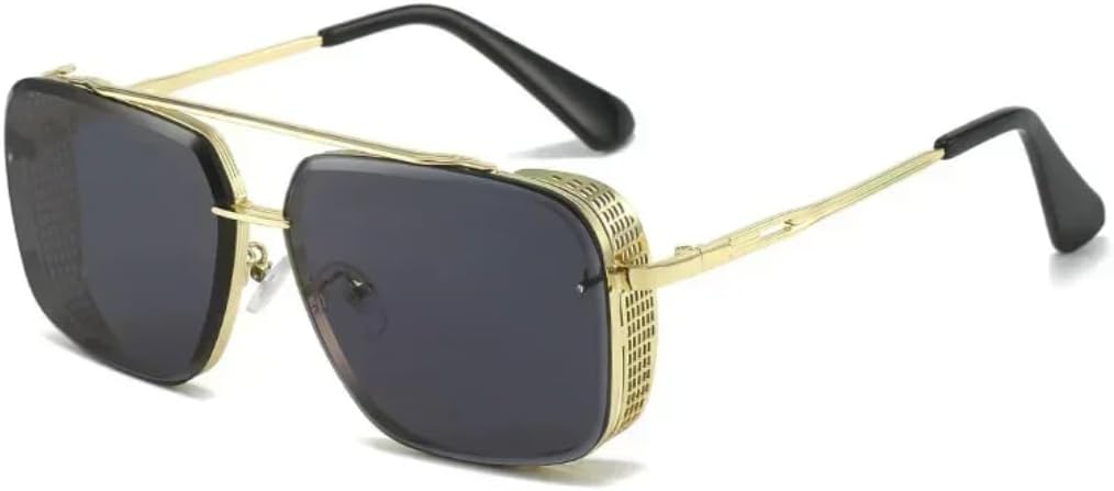 

Солнцезащитные очки с защитой от УФ-излучения UV400 | Металлические линзы в стиле стимпанк | Цветные линзы | Для женщин и мужчин | Для занятий спортом на открытом воздухе и вождения DSVIGF, Gold Black