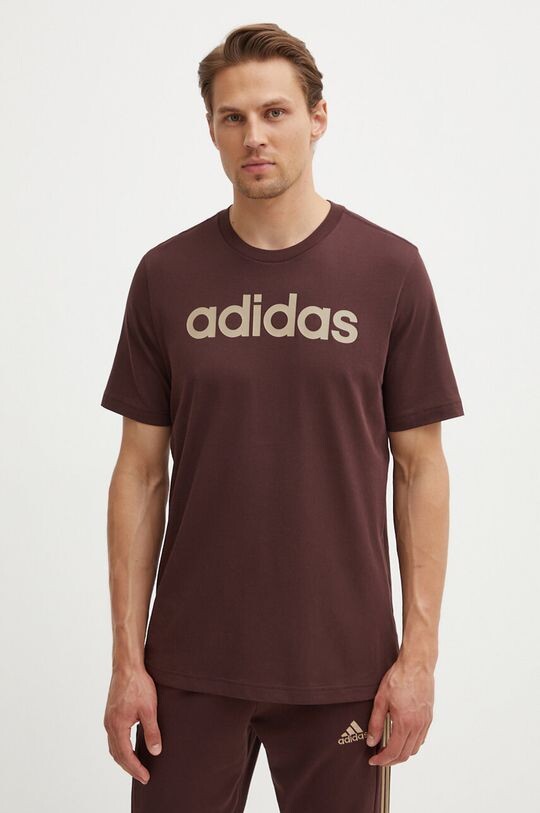 

Хлопковая футболка Essentials adidas, коричневый