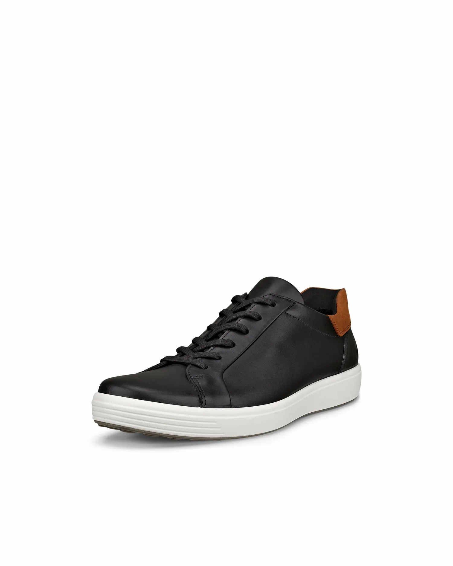 Мужские повседневные кроссовки ECCO Soft 7 из натуральной кожи, BLACK / COGNAC