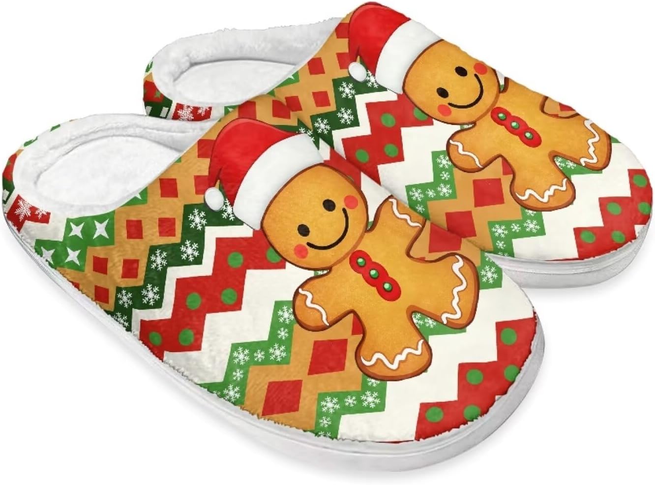 

Домашние тапочки Buxolandt Holiday Thanksgiving для женщин и мужчин- мягкие теплые тапочки для спальни, Christmas Gingerbread Man Print