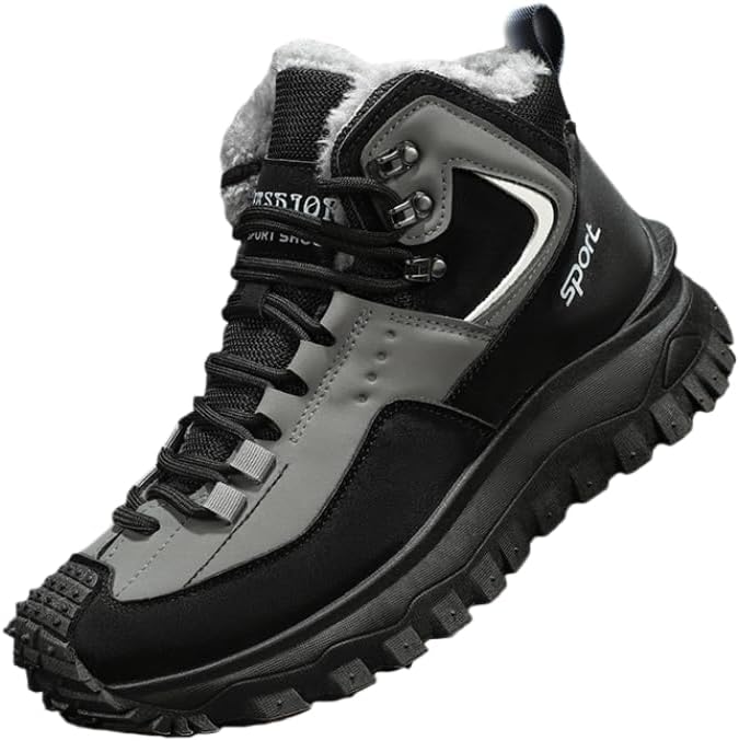 

Высокие туристические ботинки HCHCTRY для мужчин - прочная обувь для тренировок и походов на открытом воздухе, бархатные мотоботы, черный/серый