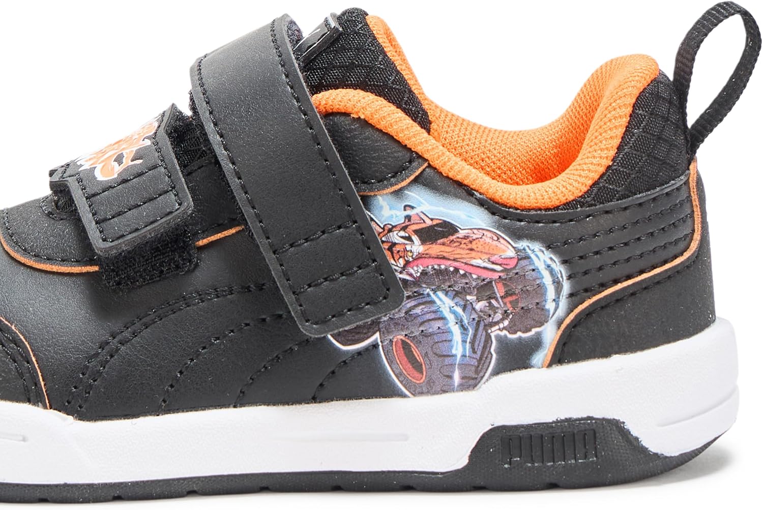 Детские кроссовки Puma Unisex-Child Multiflex 2 Hot Wheels на липучках, черный/оранжевый — фото 4