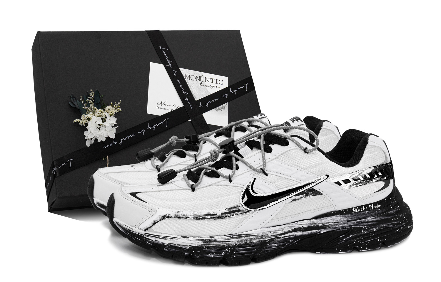 

Nike Дышащие низкие повседневные городские кроссовки для комьютинга и бега унисекс черно-белые, цвет Black White