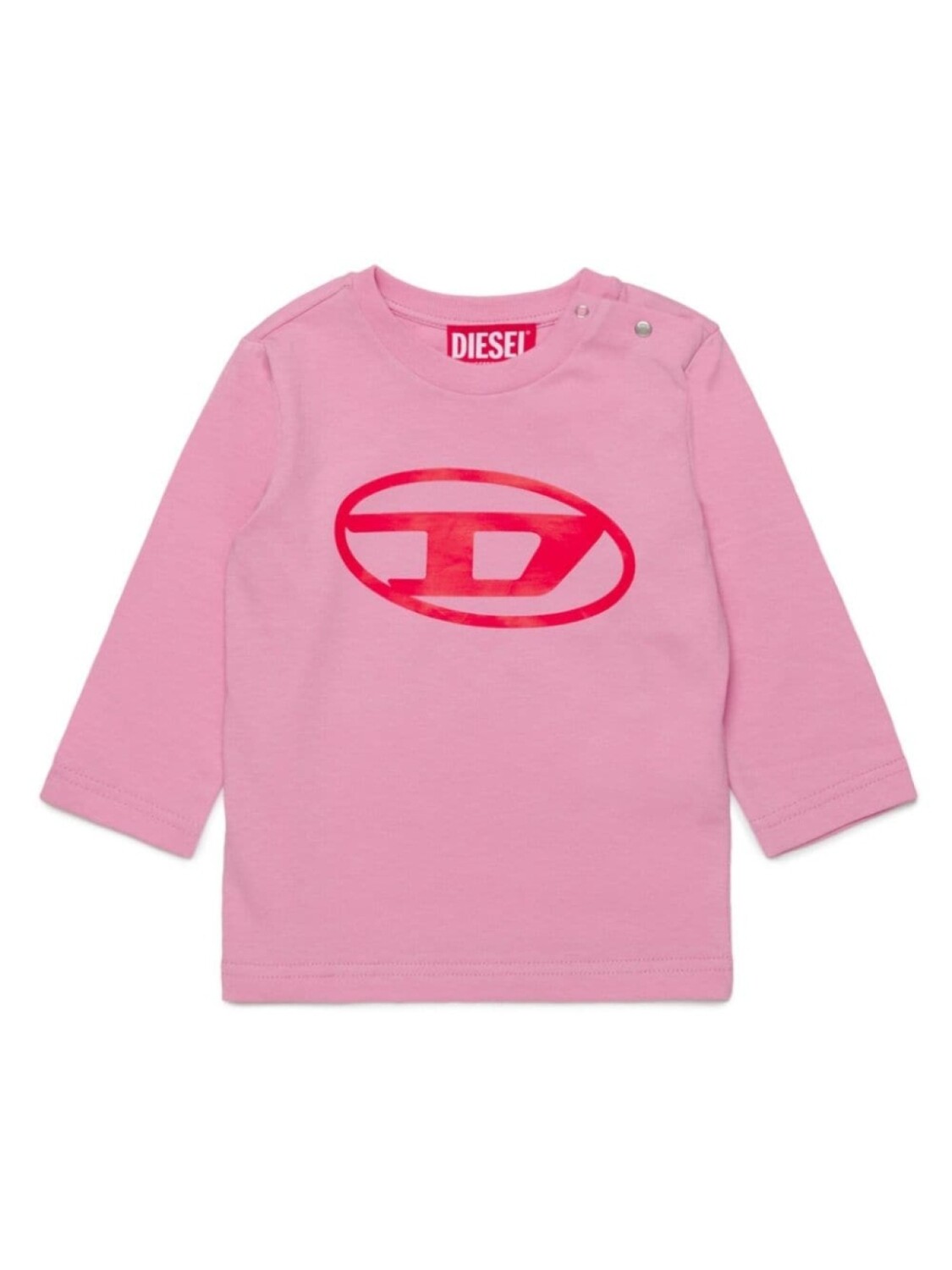 

Diesel Kids футболка из хлопка с овальным D-образным принтом, розовый