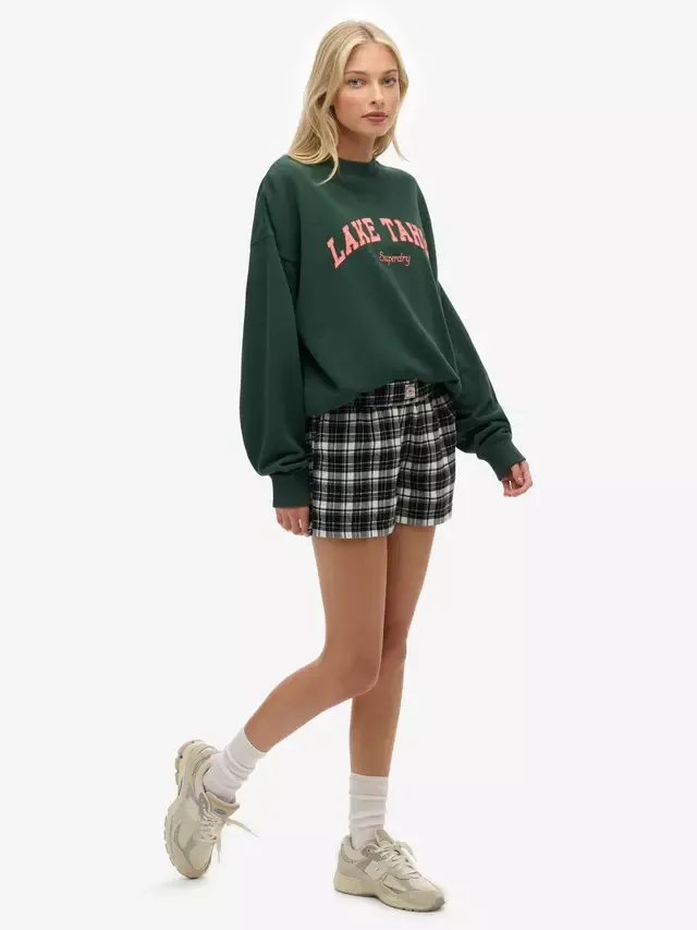 Шорты широкого кроя в клетку, черно-бежевая клетка Superdry — фото 3