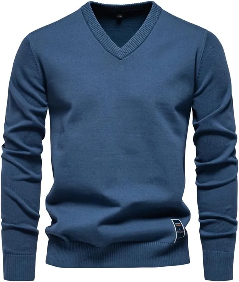 

Мужской вязаный свитер V-образным вырезом Vsadsau