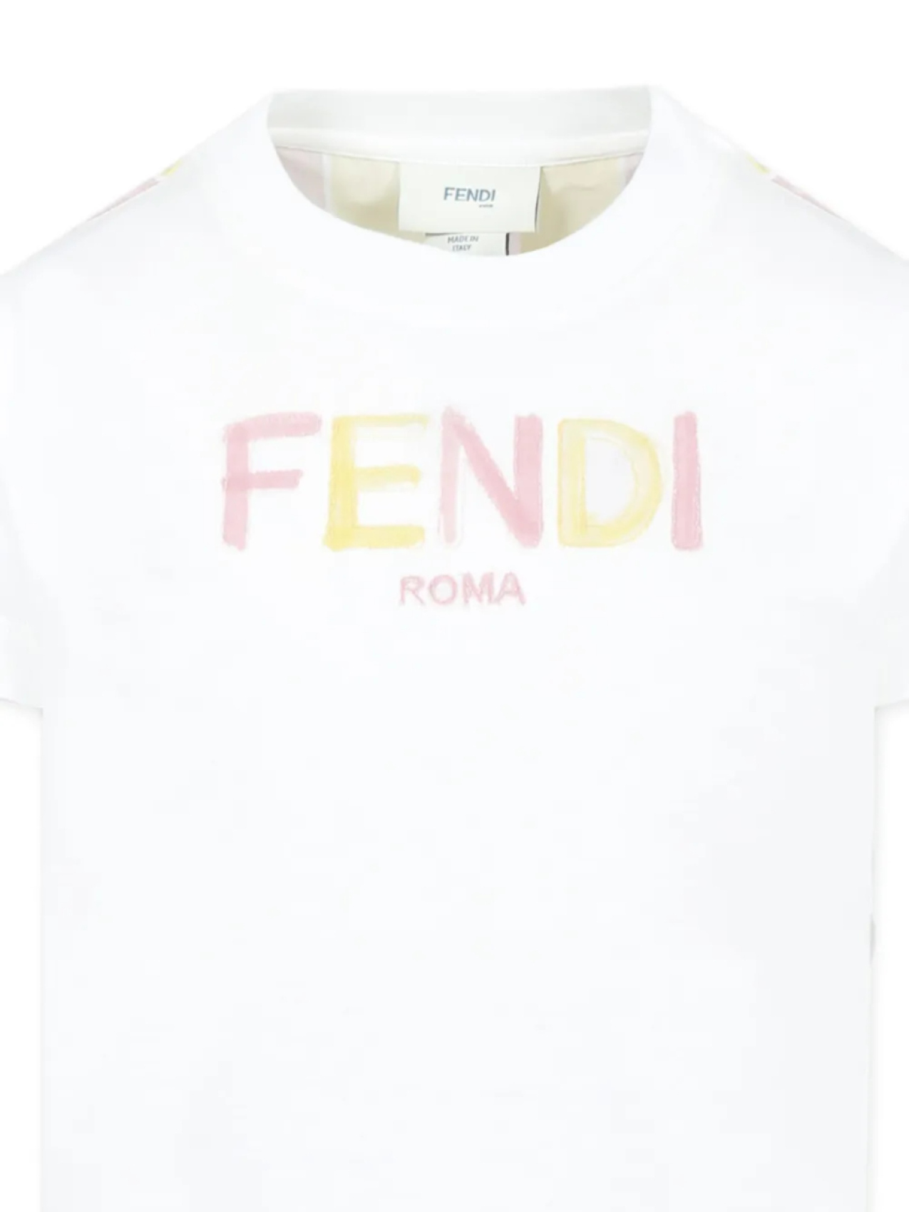 Футболка с вышитым логотипом Fendi Kids, белый — фото 3