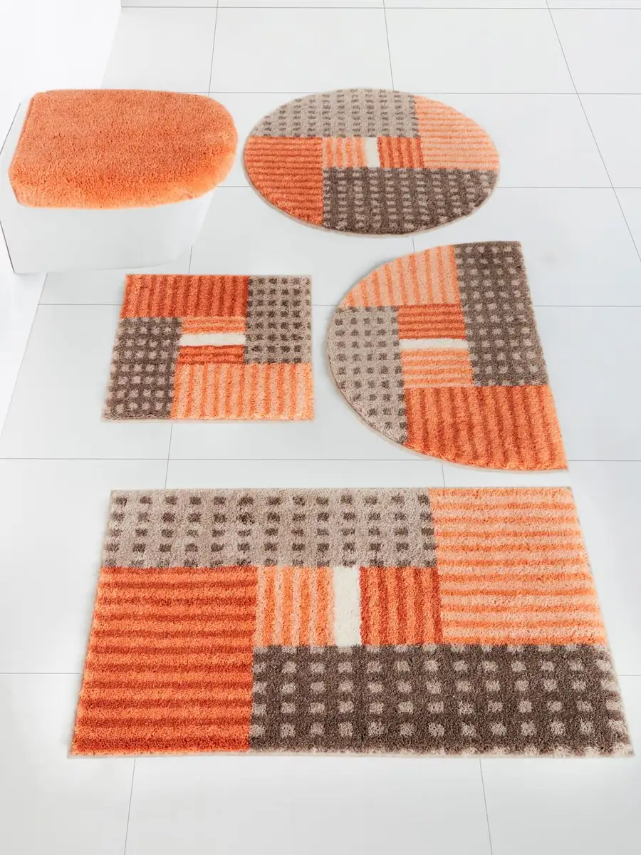 

Базовый коврик для ванной Grund Прямоугольный коврик для туалета с вырезом (45х50 см), Крышка крышки унитаза (47х50 см), оранжевый