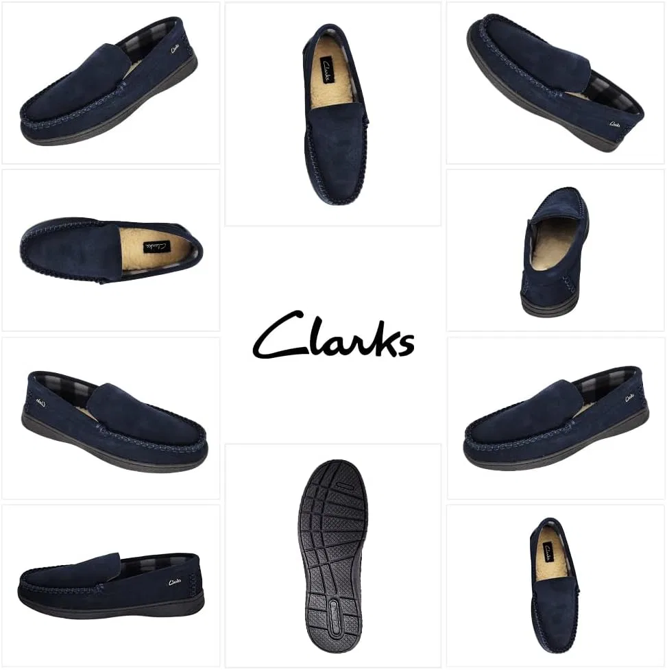Тапочки мужские, мокасины, Clarks, синий — фото 2
