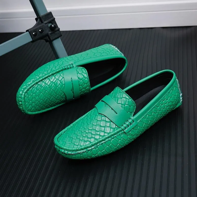 Лоферы мужские с квадратным носком, Vegan Leather, Stone Pattern, зеленые SayfuR — фото 2