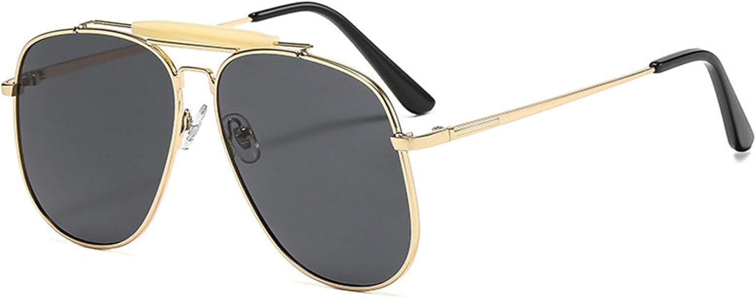 

Хелена Модные солнцезащитные очки большого размера с квадратной оправой и двойной перемычкой для женщин, очки-пилот с защитой от УФ-излучения UV400, ретро-очки для мужчин в металлической оправе helena, C2