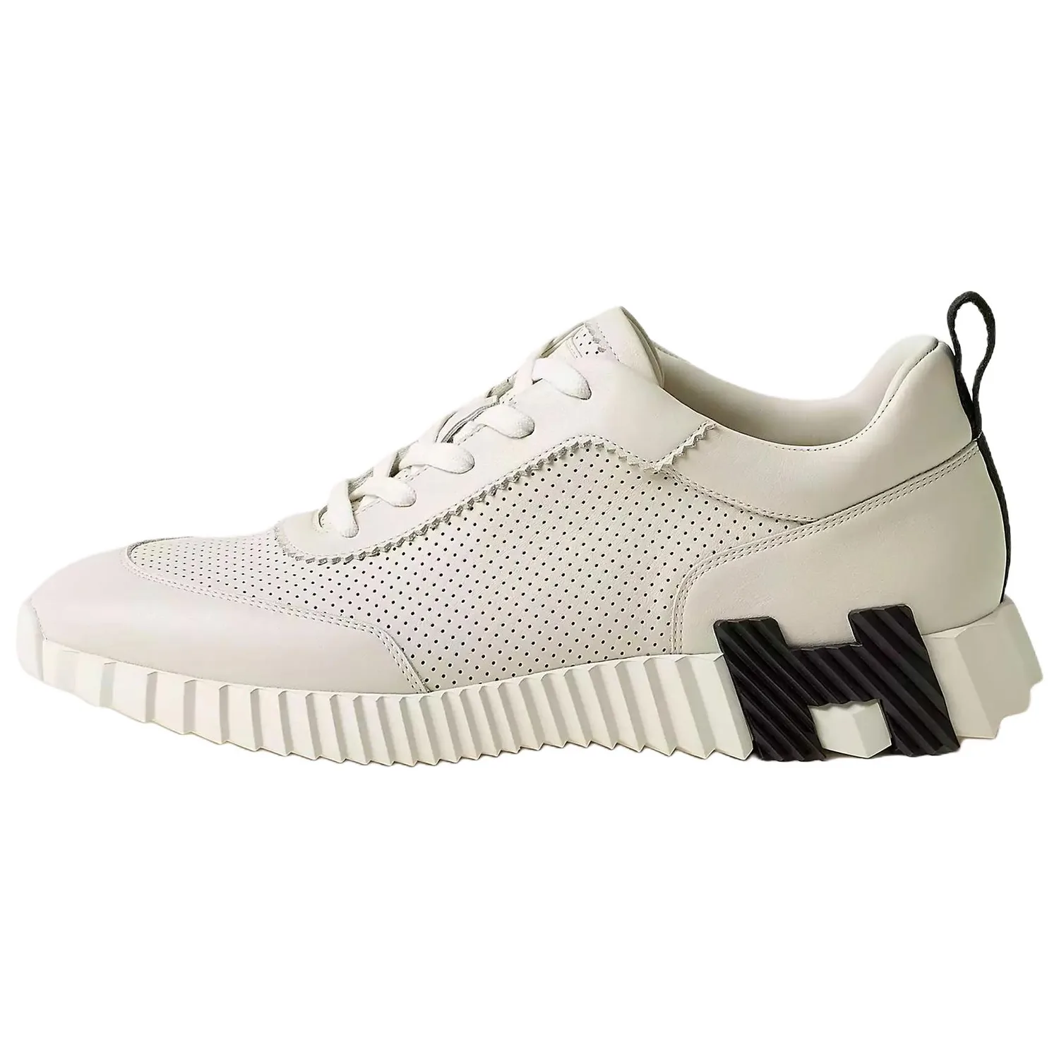 HERMES Bouncing Calfskin Low top Casual Shoes 4cm Men's Beige