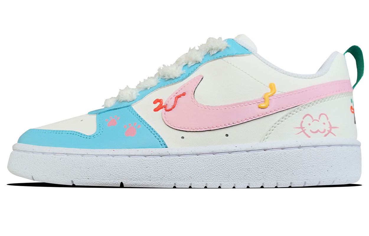 

Nike Court Borough нескользящие устойчивые к истиранию низкие кроссовки для скейтбординга blue pink детские