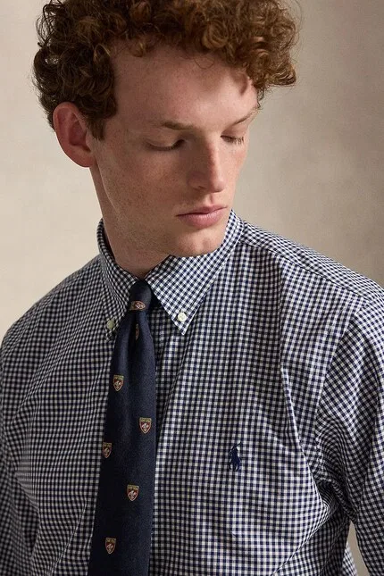 Рубашка хлопковая Slim Fit Polo Ralph Lauren, синий — фото 3