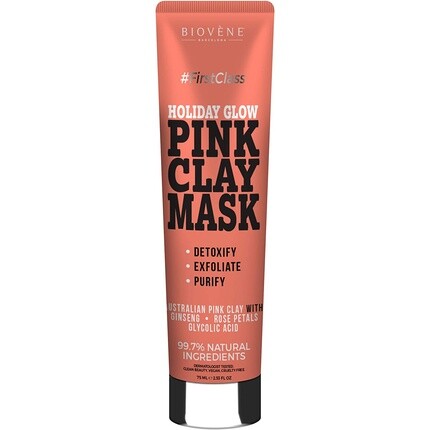 

Biovgyone Holiday Glow Pink Clay Mask Австралийская маска для лица с лепестками розы женьшеня и гликолевой кислотой 75 мл, Biovene Barcelona