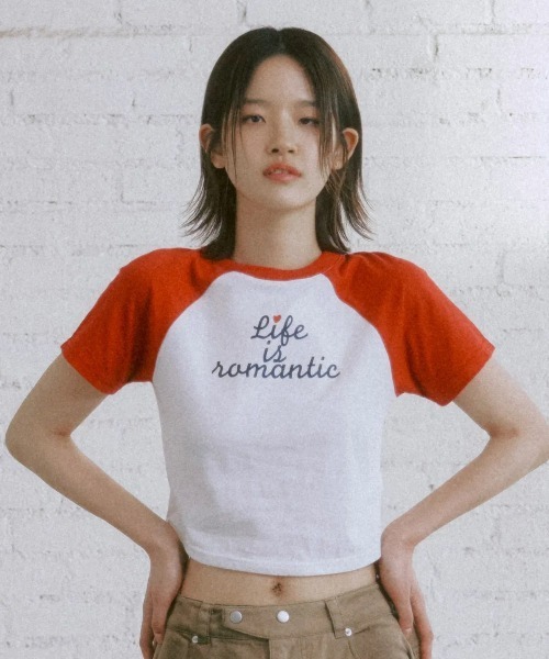 

Футболка с рукавом реглан, короткий рукав, бренд Romantic Crown, красный