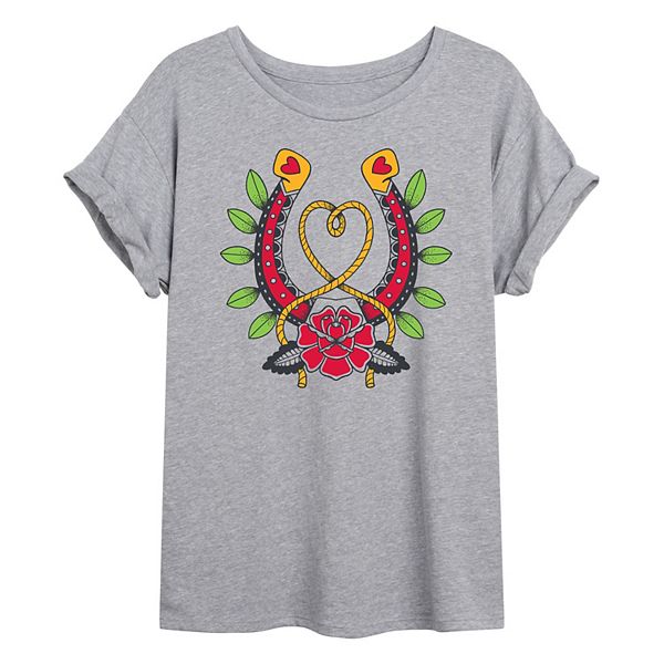 

Футболка oversized с готическим принтом в стиле вестерн Licensed Character, Heather Gray