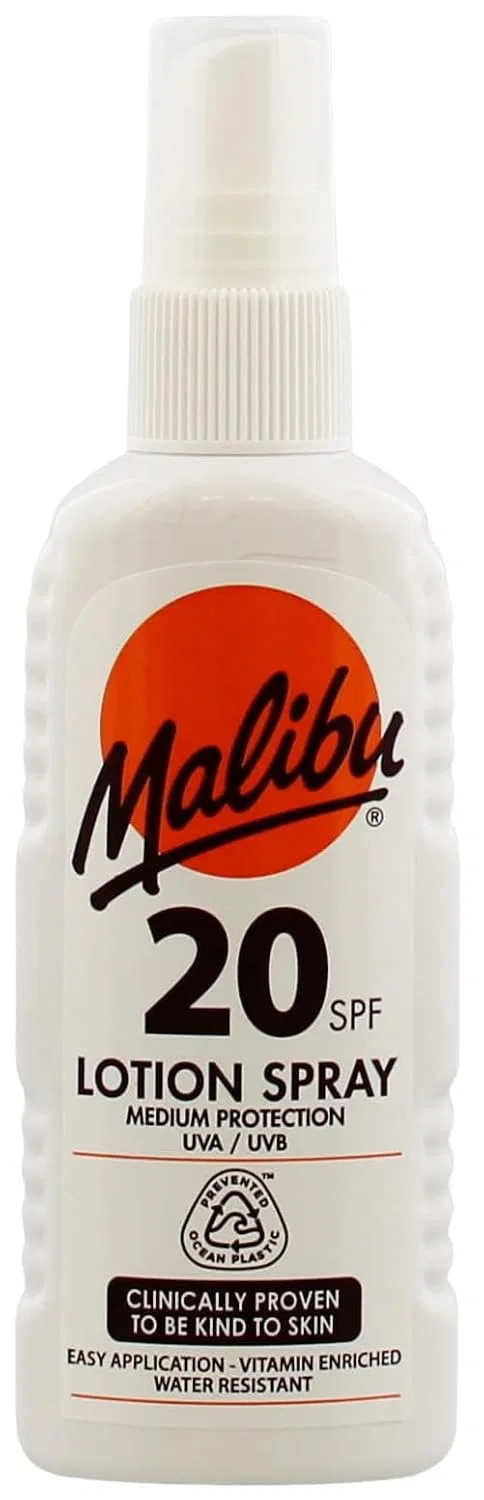 Водостойкий солнцезащитный спрей-лосьон SPF 20 от Malibu, 100 мл Malibu