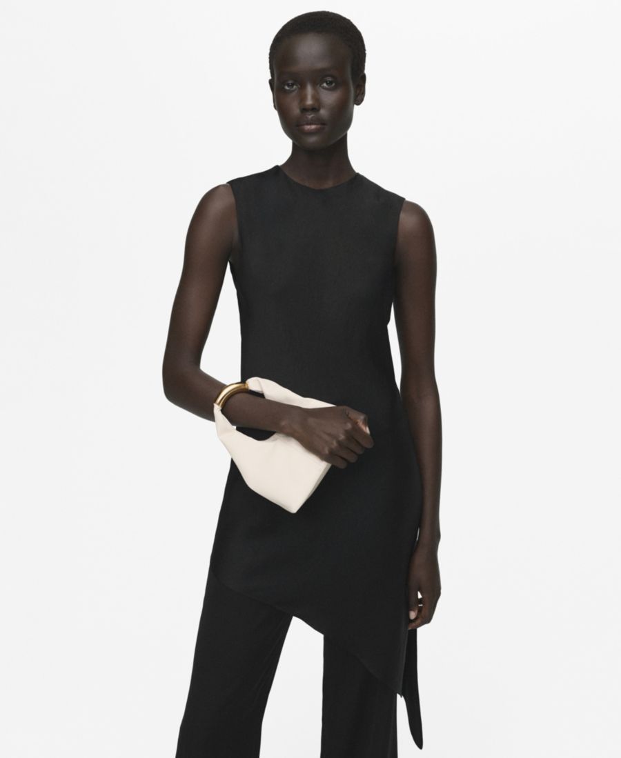 

Асимметричный атласный топ для женщин MANGO, Black