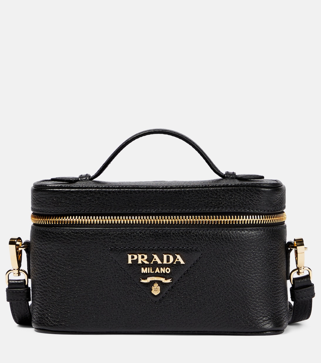 

Мини-сумка через плечо из кожи с логотипом Prada, Nero 1