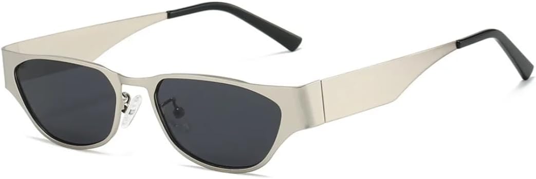 

Ретро-солнцезащитные очки «кошачий глаз» конфетных цветов для женщин, модные заклепки, для активного отдыха, панк-стиль, трендовые для мужчин VVTWSSW, 2021 Silver Black