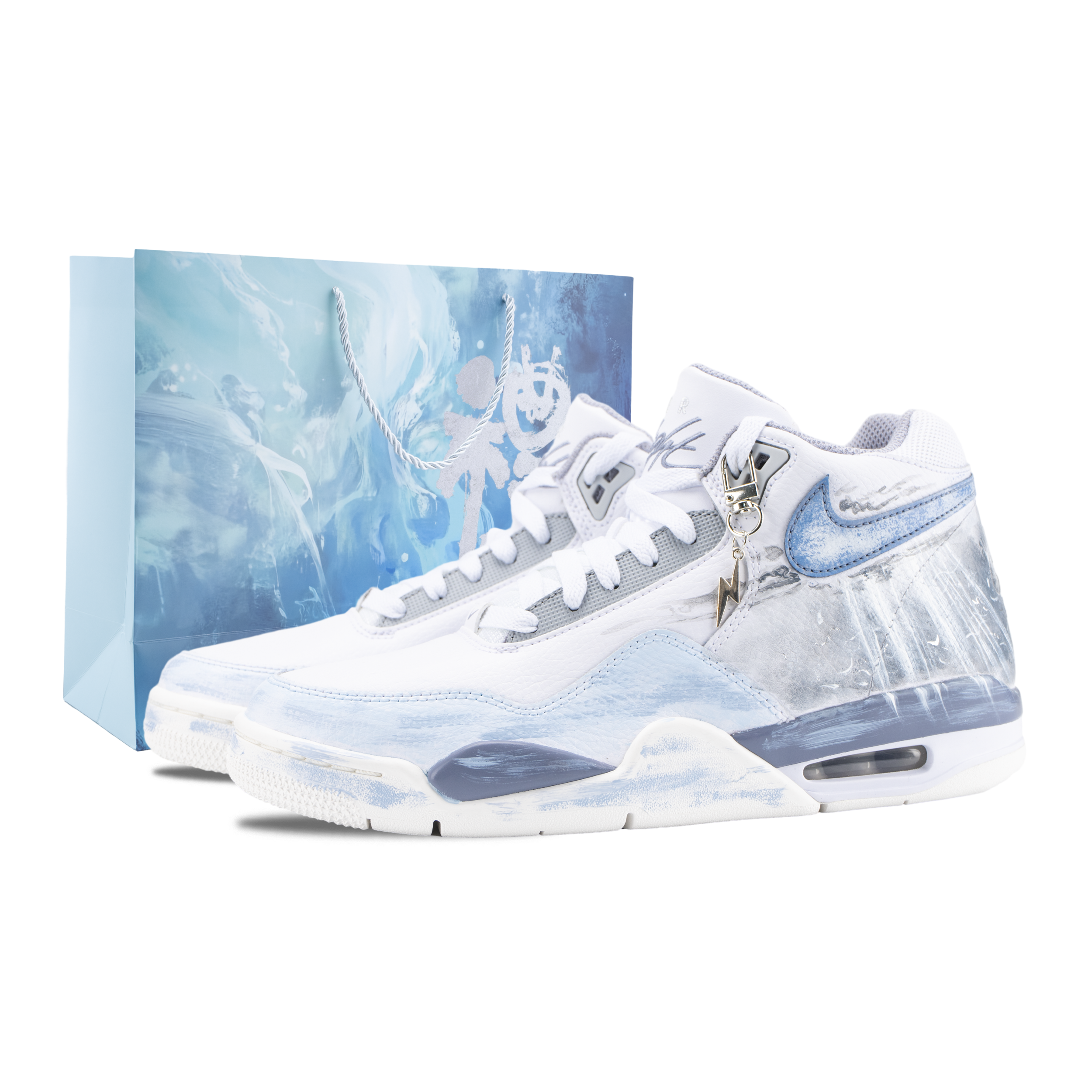 

Парки мужские Flight Legacy Ice Blade устойчивые к истиранию винтажные баскетбольные кроссовки Nike, белый/синий