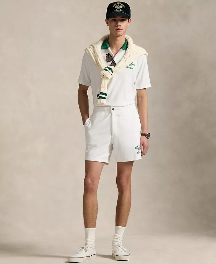 

Мужские шорты Polo Prepster с принтом, 6 дюймов, из махровой ткани Polo Ralph Lauren, белый
