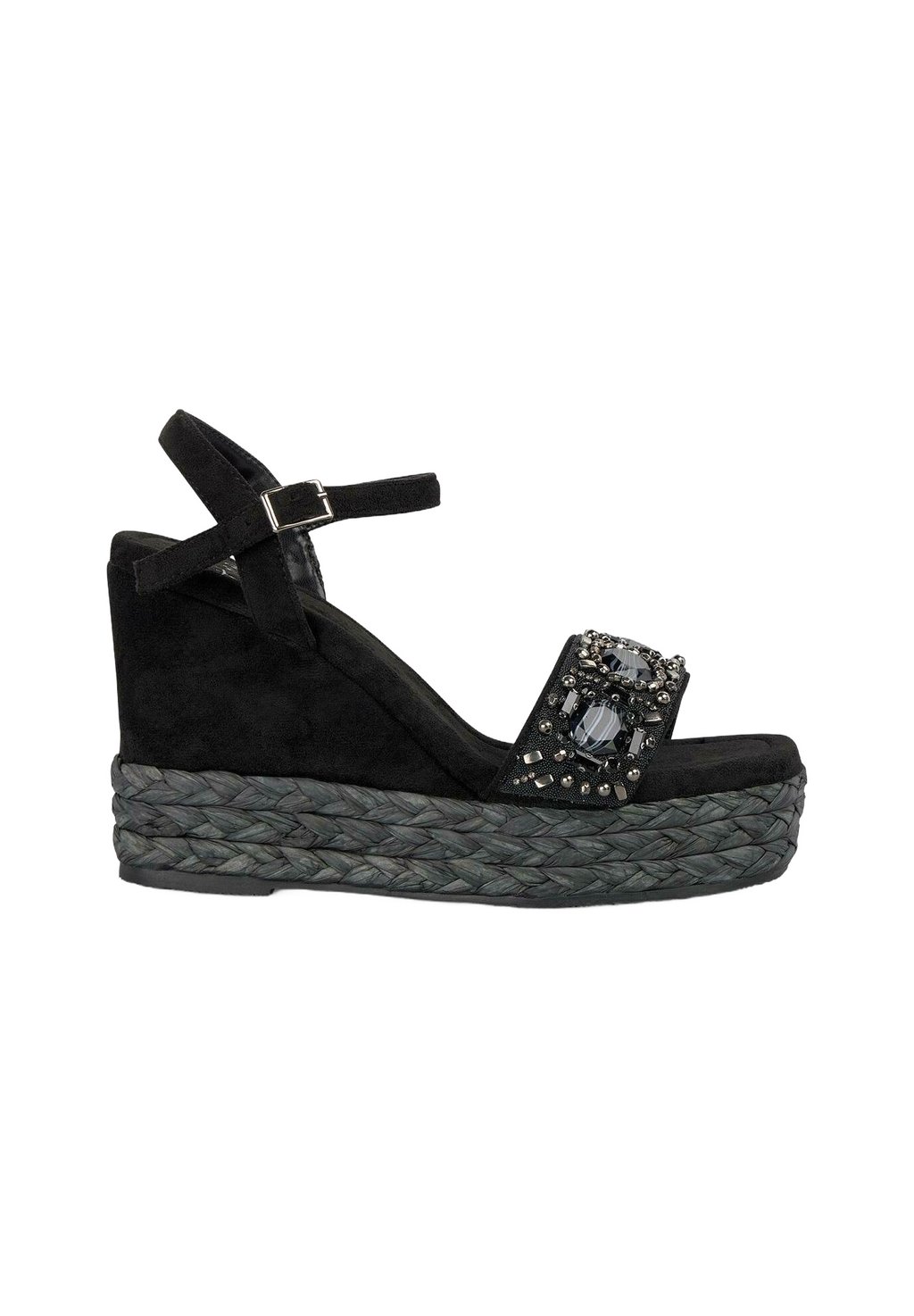 Босоножки на высоком каблуке CUÑAS CON PUNTERA CUADRADA Y CIERRE CON HEBILLA - Platform sandals Alma Blue, черный