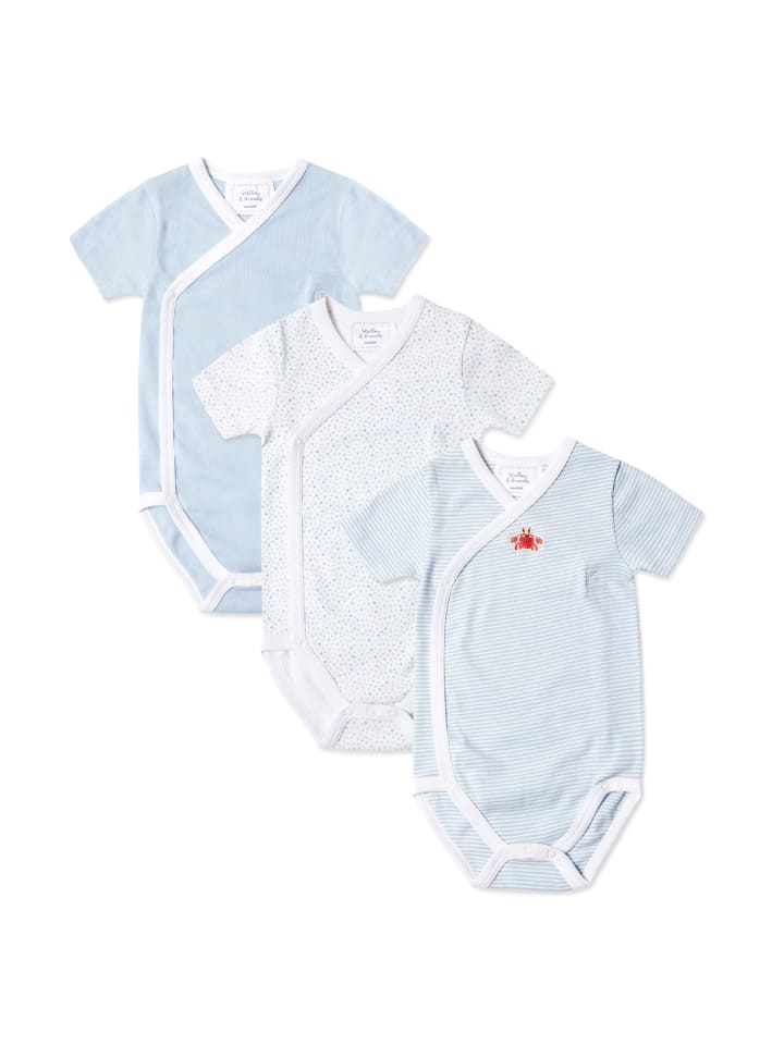 

Stellou & friends Комплект из боди и накидки, с короткими рукавами, цвет «крабовый» на светло-голубом фоне