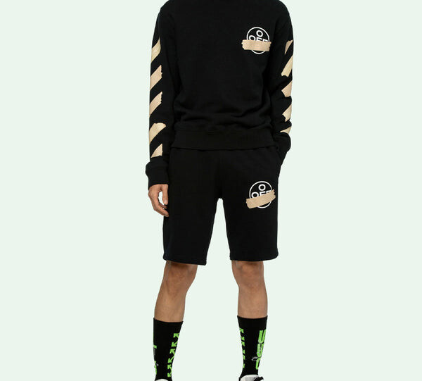 Толстовка OFF-WHITE Tap Arrows Mens Logo Long Sleeve Round Neck Sweater Tape, черный — фото 2
