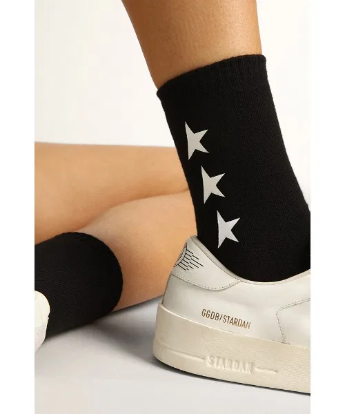Носки Golden Goose с белой звездой, хлопковые, чёрные — фото 3