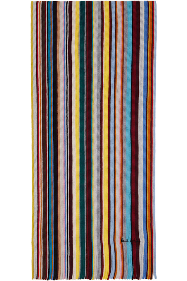 

Вязаный шарф с фирменной полоской из мериносовой шерсти Paul Smith, мультиколор