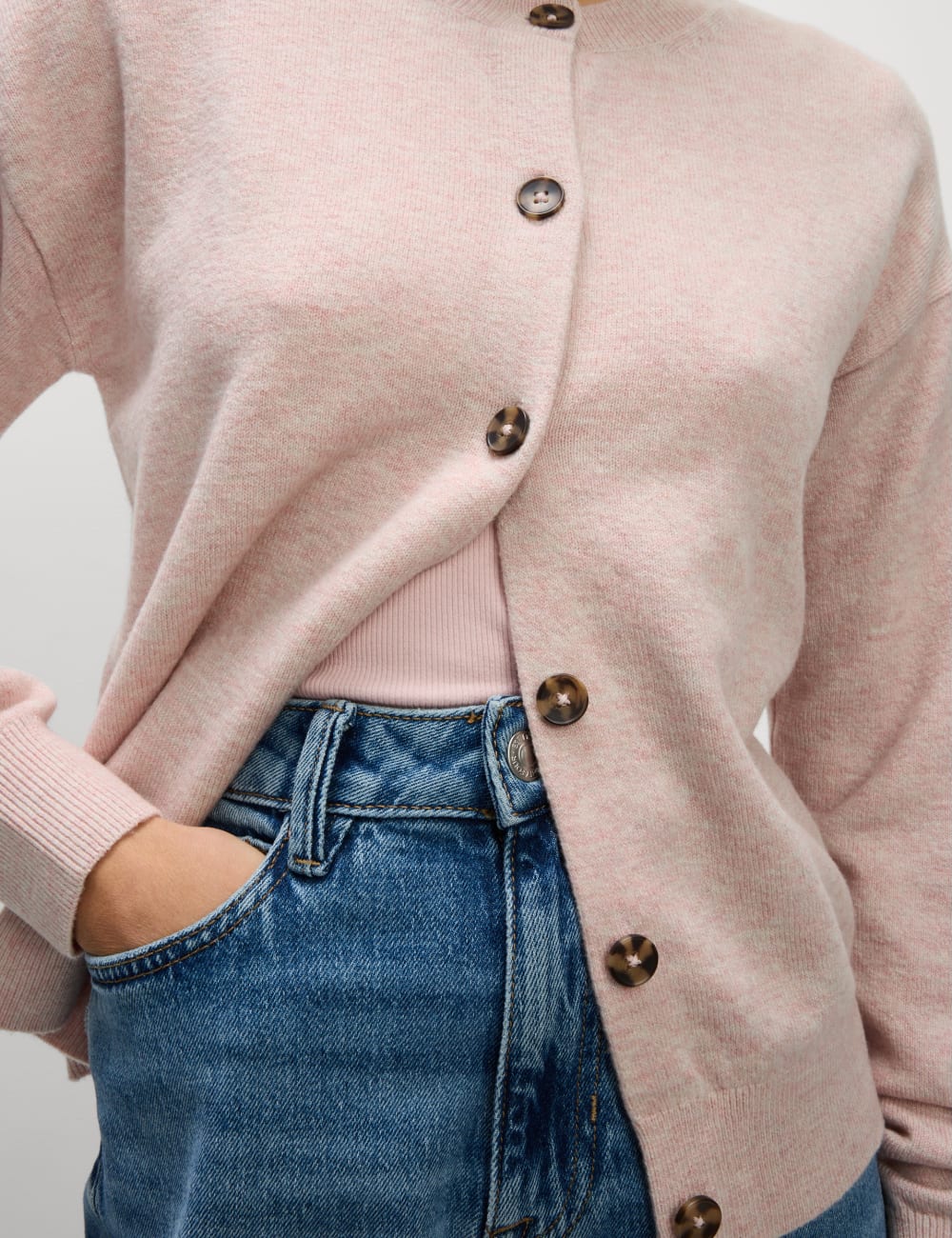 

Кардиган с круглым вырезом из резинки Air-Yarn Marks & Spencer, цвет Pink shell