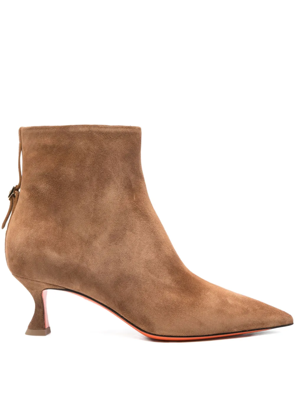 Замшевые ботинки на каблуке 55 мм Santoni, коричневый