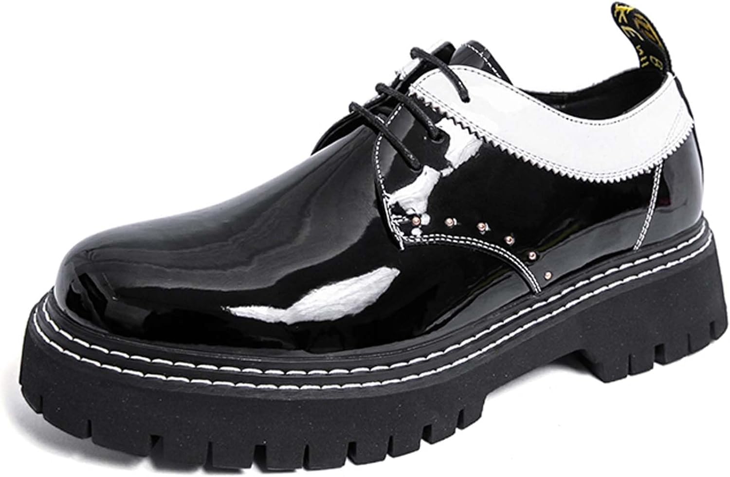 

Мужские массивные лоферы с модными заклепками, увеличивающие рост, оксфорды для делового и вечернего стиля, противоскользящие, для офиса, конференций, свадеб и банкетов, из кожи Generic, белый