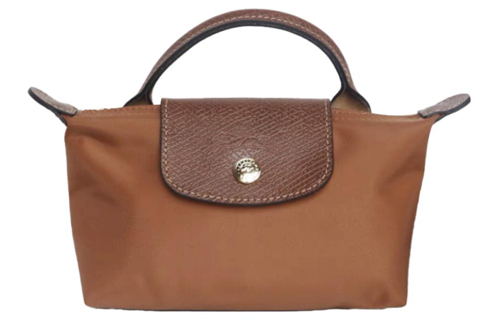 

Le Pliage Canvas With Leather Bag-Sack, сумка-сумка для пельменей, клатч, женская, Brandy LONGCHAMP, Brandy