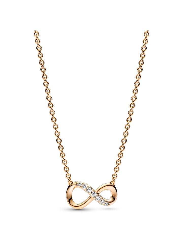 

Pandora Женское ожерелье «Бесконечность» золотистого цвета, сверкающее