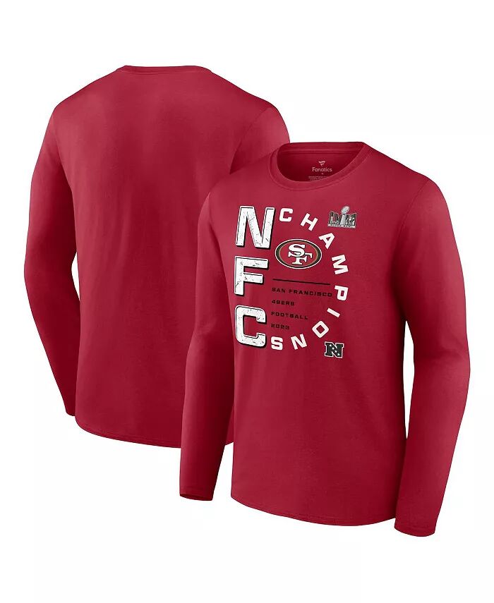 

Футболка мужская Scarlet San Francisco 49ers 2023 NFC Champions Right Side Draw с длинным рукавом Fanatics
