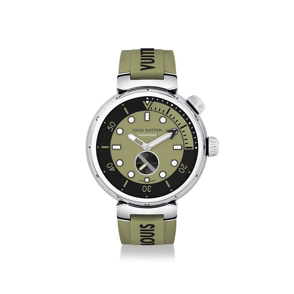 

Часы мужские Tambour Street Diver, автоматический, 44 мм, сталь Louis Vuitton, зеленый