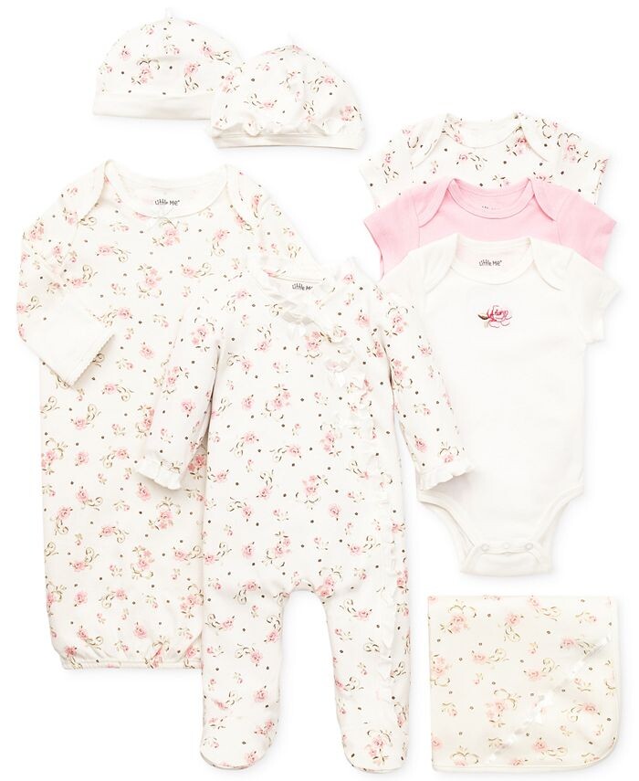 Боди Vintage Rose для маленьких девочек, упаковка из 3 шт. Little Me, слоновая кость/кремовый — фото 2