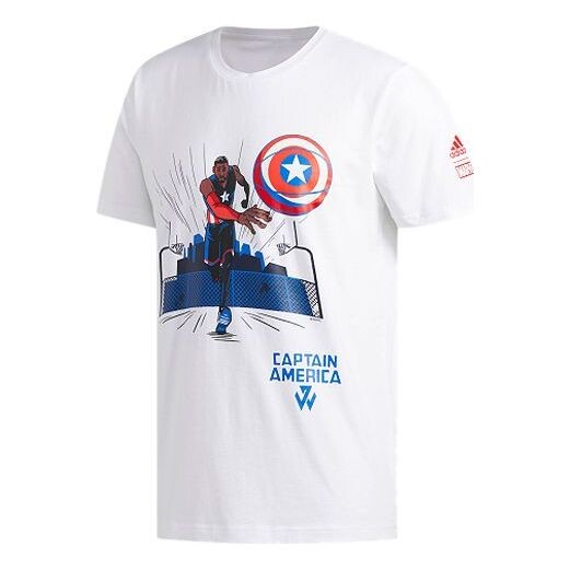 

Футболка x marvel капитан америка мстители баскетбол с коротким рукавом Adidas, белый