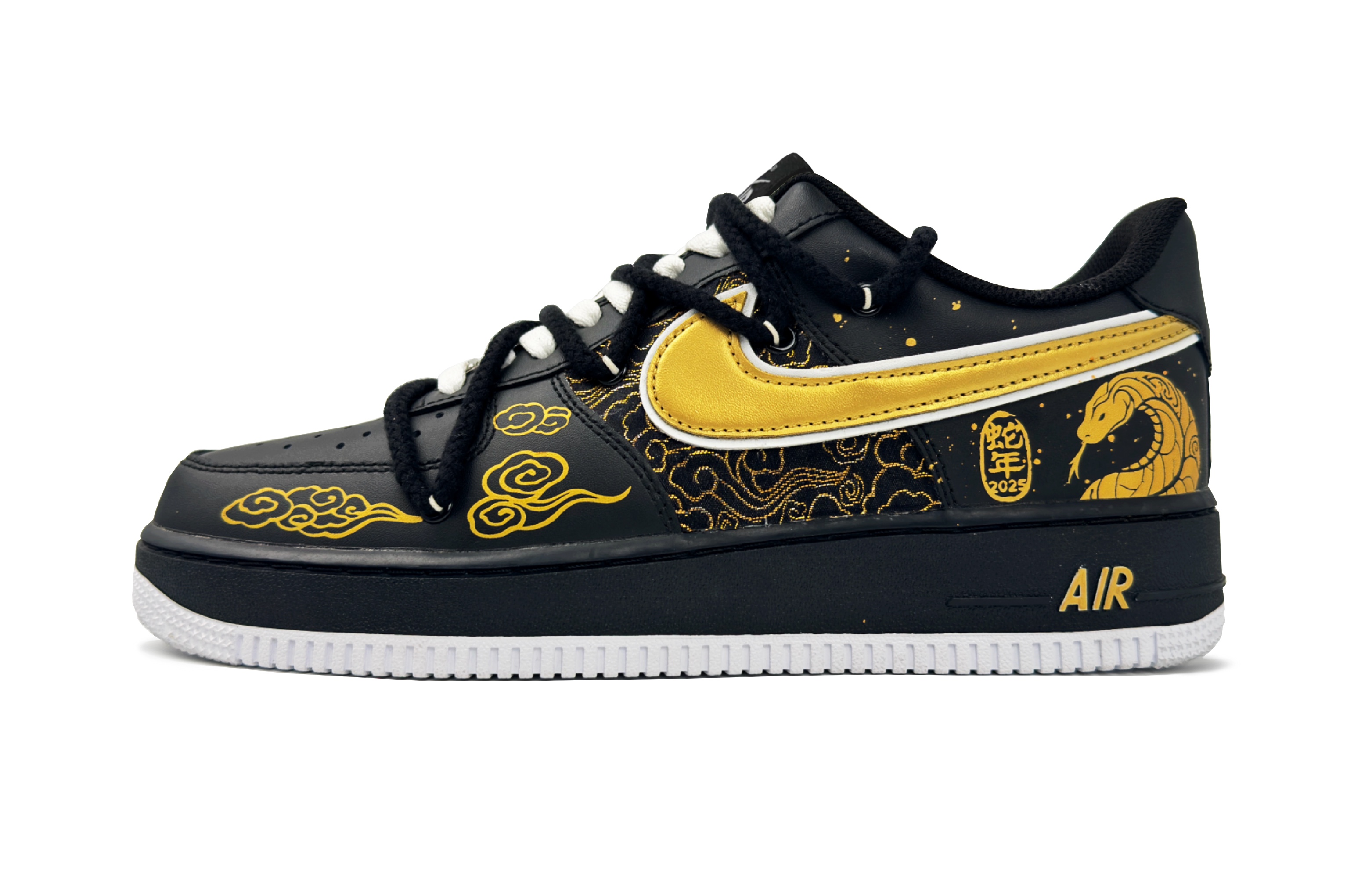 

Nike Кроссовки Air Force 1 Low Top для скейтбординга, мужские, черно-золотые