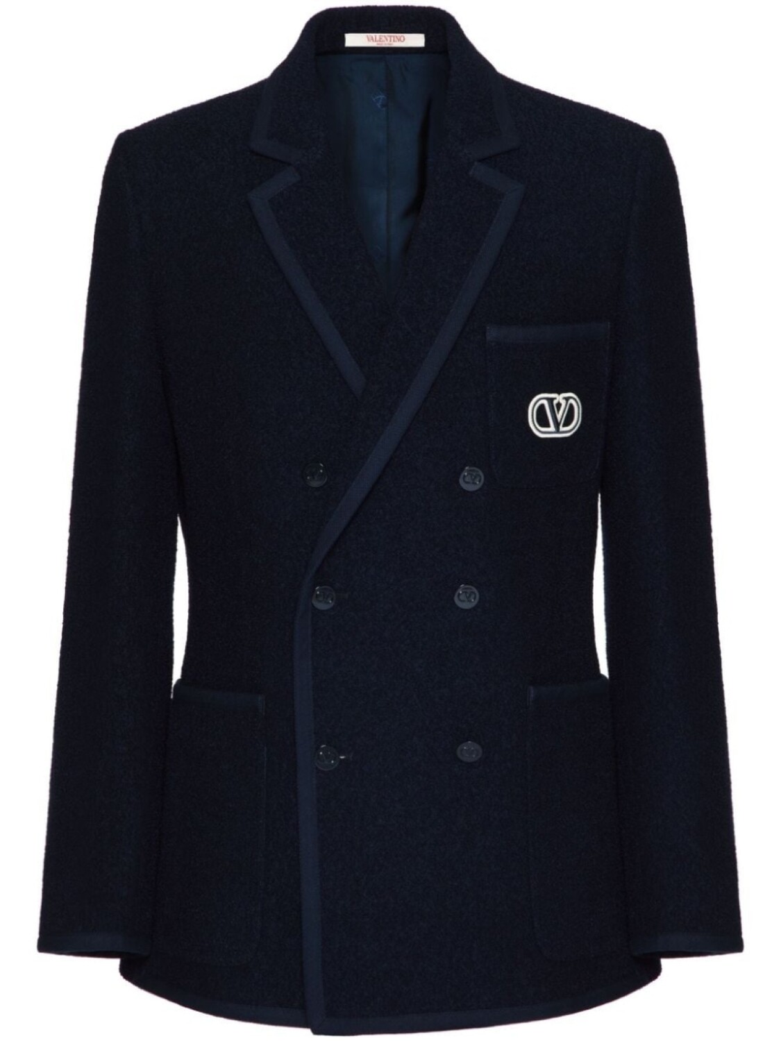 

Valentino Garavani двубортный пиджак с логотипом VLogo Signature, синий