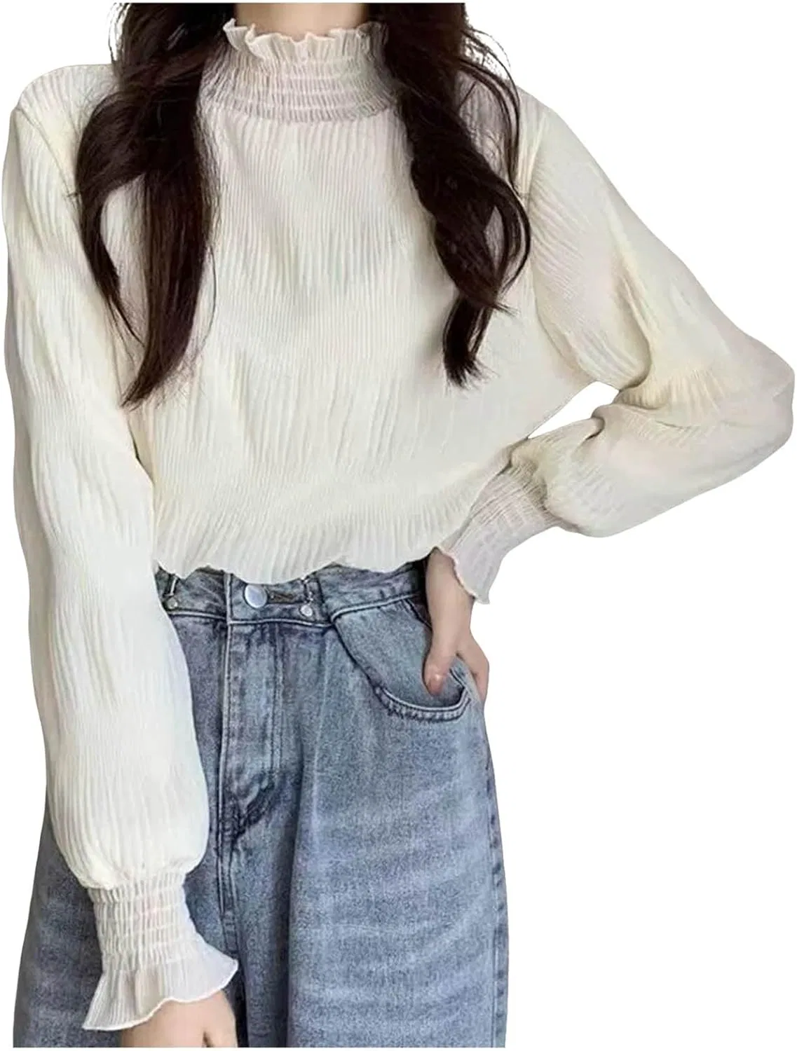 Блузка с кружевом, прозрачная Spring-Summer 12, белый