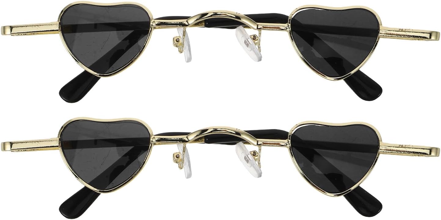 

HOMSFOU 2 шт. Солнцезащитные очки в форме сердца с маленькой оправой для взрослых, в стиле хип-хоп/панк, с защитой от УФ-излучения, для вечеринок, путешествий и повседневной носки, Black