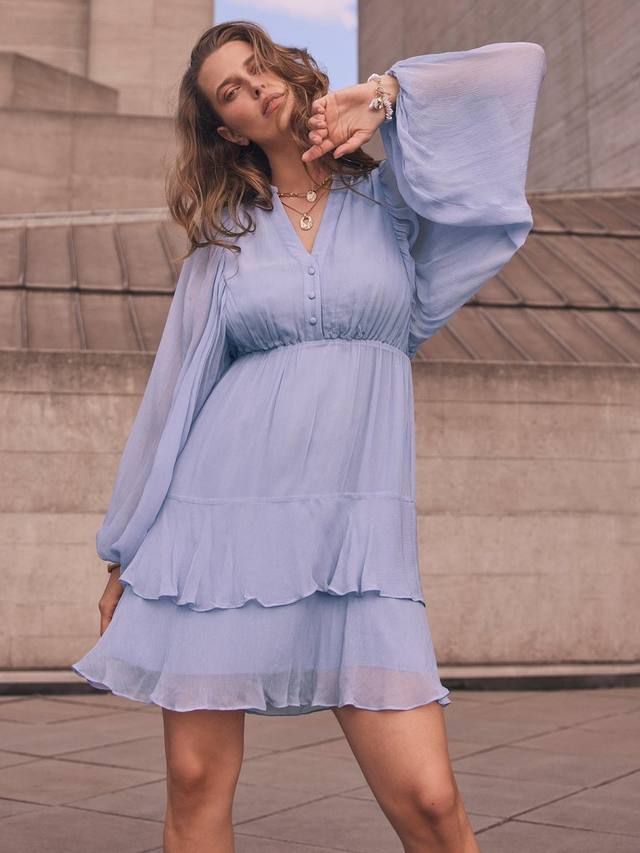 

Платье мини в стиле бохо с рюшами Mint Velvet, Blue